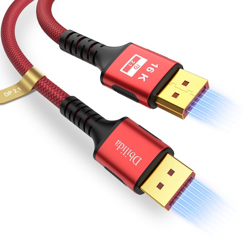 Dbilida VESA Certified DisplayPort 2.1 Cable 6.6ft, 80Gbps, 16K@60Hz, 8K@120Hz, 4K@240Hz/165Hz, 2K@360Hz HDR, HDCP2.2, 3D, ARC for FreeSync G-Sync Gaming Monitor 5090 7900XTX,S1334 - Image 1